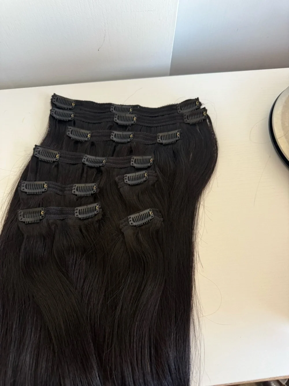 20” Black Human Hair Clip-in Extensions 8 pcs